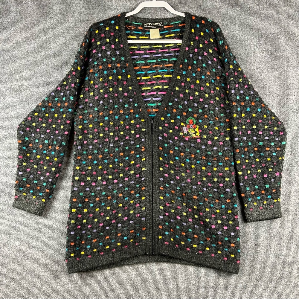 Kitty Hawk Vintage 80s Dark Academia Confetti Knit Zip Cardigan Women’s M/L